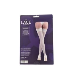 Lace by LJ Stay Up Thigh High Stockings with Lace Top 31 ns8099 lace by lj stay up thigh high stockings with lace top white pkg bk