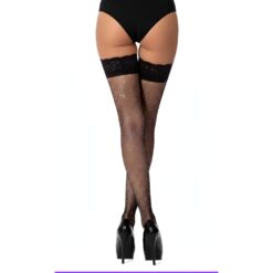 ns8119 lace by lj fishnet thigh high stockings with rhinestones black 2